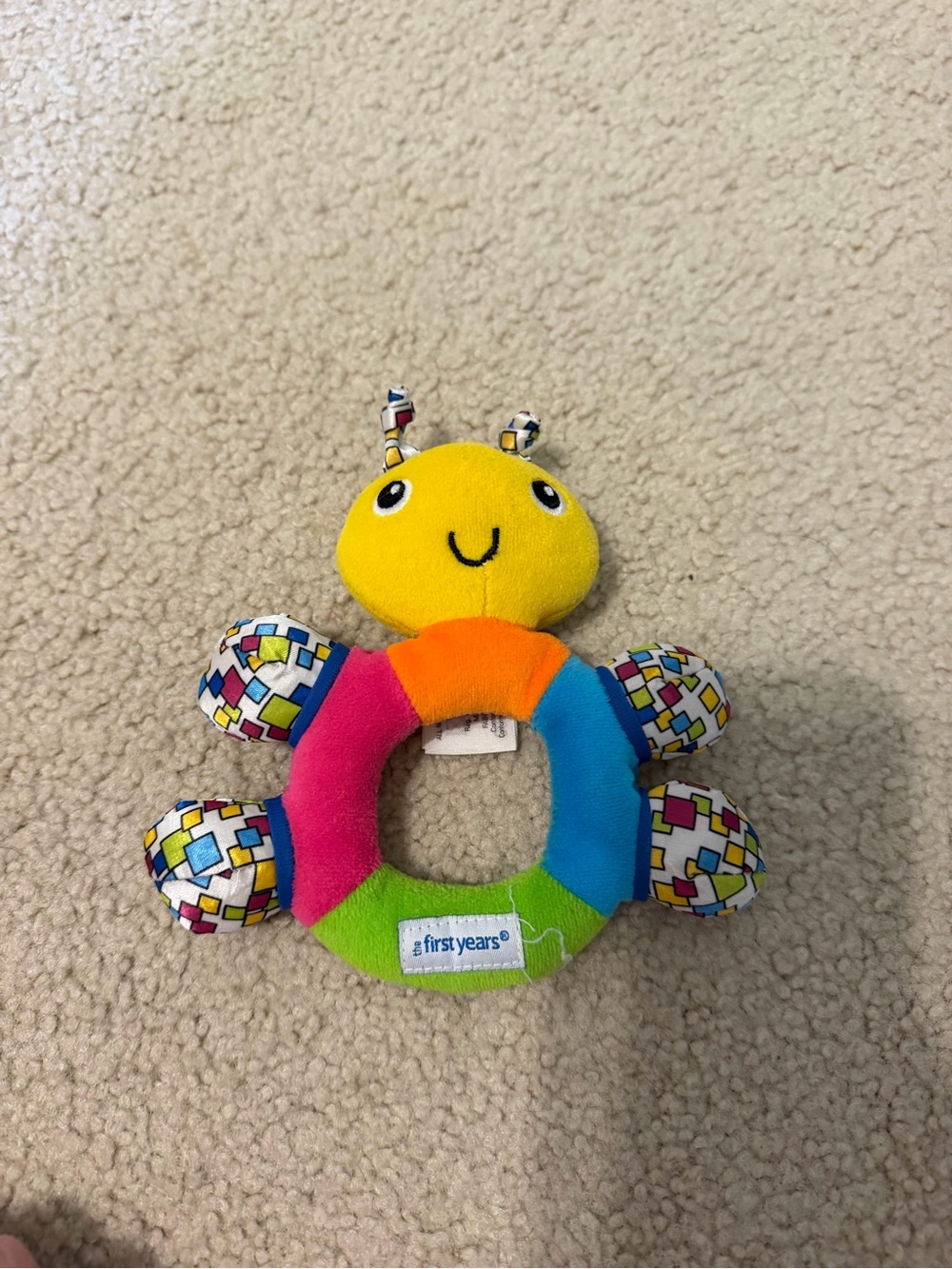 Tomy The First Years Yellow baby rattle toy sensory toy crinkle sounds infant